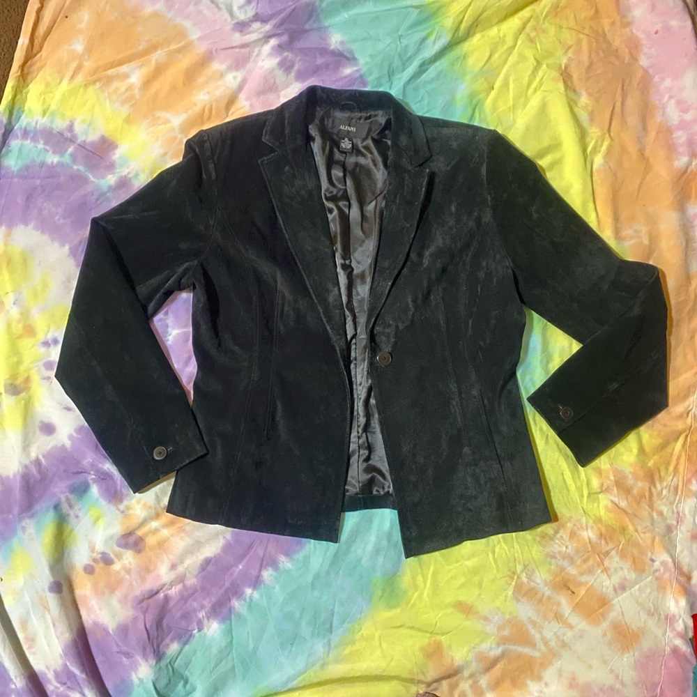 Alfani black 100% suede leather Blazer